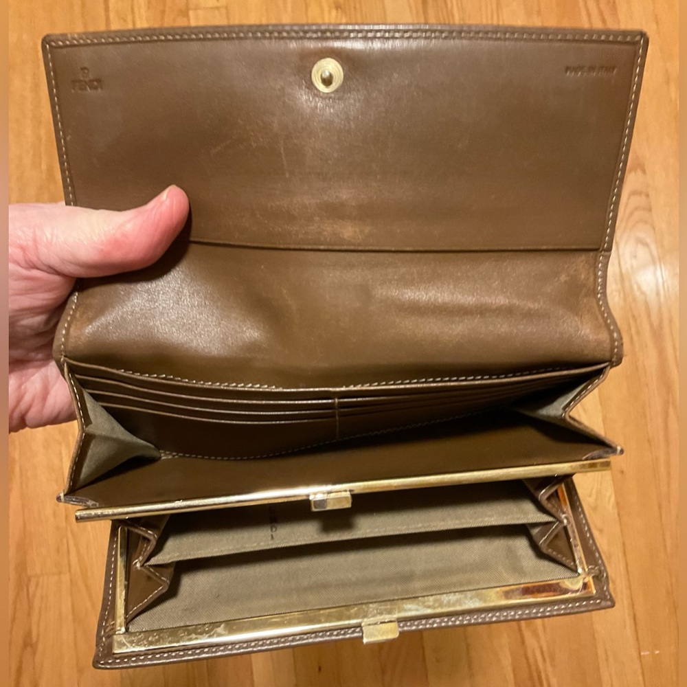 Fendi Brown & Black Zucca Canvas Leather Continental Wallet - Picture 15 of 16